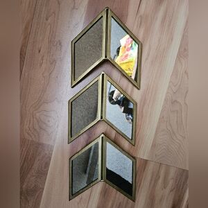 Urban Outfitters Chevron Brass Mirrored Wall Decor - Set of 3